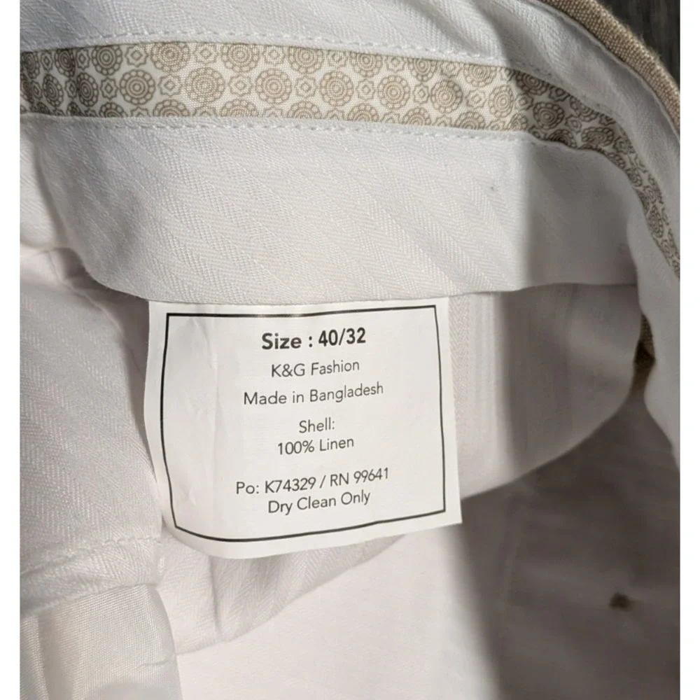 NWT Joseph Abboud Men's Brown 100% Linen Flat Front‎ Pant Size 40x30 (Actual 42)